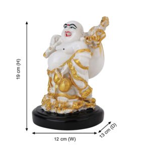 Laughing Buddha Showpiece for Home Decor (White) Polyresin - 7.5 Inch