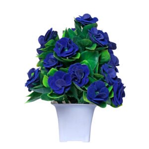 Blue Rose Artificial Plant Showpiece for Home Decor (Plastic) – 7 Inch - Image 2