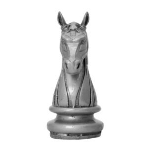 Chess Horse Showpiece for Home Decor (Silver) Polyresin - 4 Inch