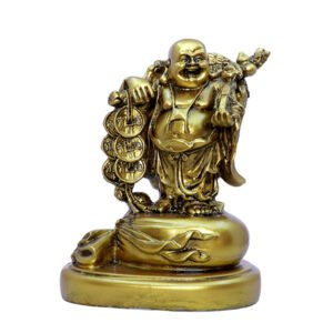 Golden Laughing Buddha Statue with Coins - 19cm Prosperity Idol - Image 2