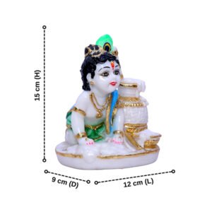 Makhan Chor Idol Showpiece for Home Decor (Golden Foil) Marble – 6 Inch - Image 3