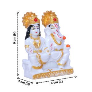 Laxmi-Ganesh Idol Showpiece for Home Decor (White) Marble – 3.5 Inch - Image 3