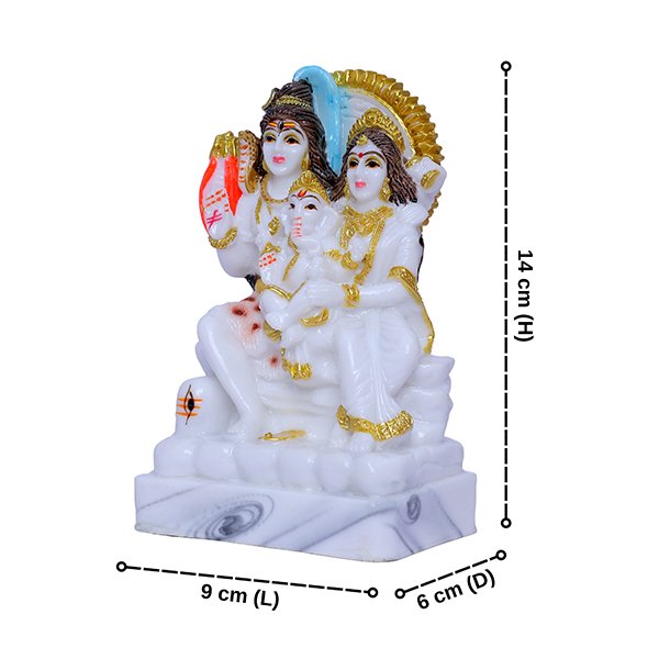 Shiv Parivar Idol Showpiece (White) Marble - 6 Inch