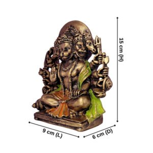 Panchmukhi Hanuman Idol Showpiece for Home Decor (Brown) Polyresin – 6 Inch - Image 2
