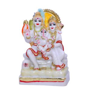 Shiv Parivar Idol Showpiece for Home Decor (Golden Foil) Marble – 6 Inch - Image 2
