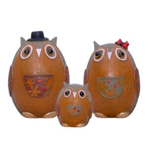 Handcrafted Owl Figurine Set – Decorative Showpiece With Three Different size (Large: 15cm H x 11cm L x 10cm D, Medium: 14cm H x 10cm L x 9cm D, Small: 8cm H x 6cm L x 6cm D) - Image 2