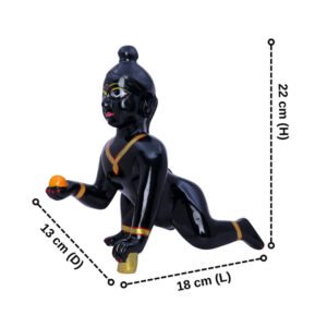 Laddu Gopal Krishna Idol Showpiece for Home Decor (Black) Marble - 9 Inch - Image 3