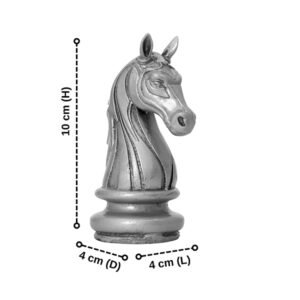 Chess Horse Showpiece for Home Decor (Silver) Polyresin - 4 Inch
