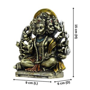 Panchmukhi Hanuman Idol Showpiece for Home Decor (Antique) Polyresin – 6 Inch
