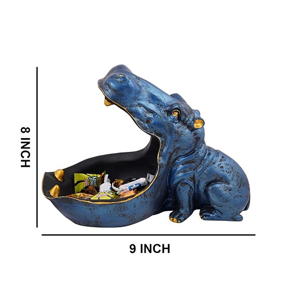 8-Inch Blue Hippo Candy Dish – Decorative Storage Tray
