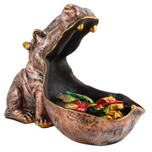 8-Inch Bronze Hippo Candy Dish – Animal Decore Tray