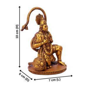 Lord Hanuman Idol Statue Especially for Car Dashboard (Golden) Polyresin - 4 Inch - Image 4