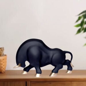 Bull Showpiece for Home Decor (Black) Polyresin – 7 Inch