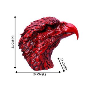 Eagle Face Showpiece for Home Decor (Red) Polyresin – 8.5 Inch - Image 3
