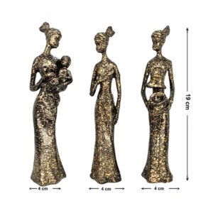 African Lady Showpiece for Home Decor, Set of 3 (Antique) Polyresin – 7.5 Inch - Image 3