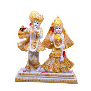 Radha-Krishna for Home Decor (White & Golden) Polyresin – 9.5 Inch - Image 2