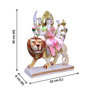 Goddess Maa Durga Idol Showpiece for Home Decor (Pink) Marble – 12 Inch - Image 3