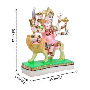 Goddess Maa Durga Idol Showpiece for Home Decor (Multicolor) Marble – 7 Inch - Image 3