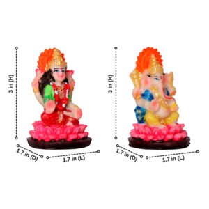 Laxmi-Ganesh Idol Showpiece for Home Decor, Set of 2 (Multicolor) Marble – 3 Inch - Image 3