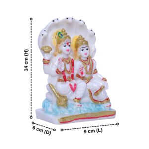 Vishnu-Laxmi Idol Showpiece for Home Decor (Golden Foil) Marble – 6 Inch - Image 3