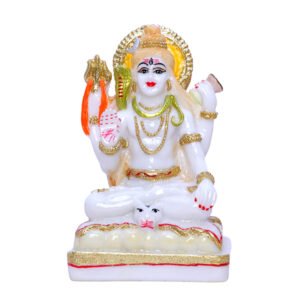 Lord Shiva Idol Showpiece for Home Decor (Golden Foil) Marble – 6 Inch