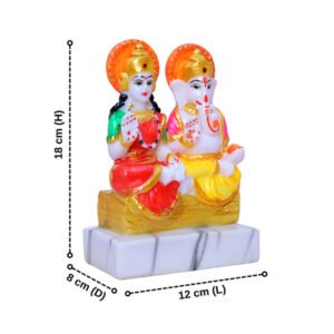 Laxmi-Ganesh Idol Showpiece for Home Decor (Multicolor) Marble – 7 Inch - Image 3