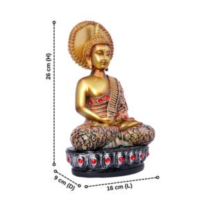 Lord Buddha Idol Showpiece for Home Decor (Golden) Polyresin – 10.5 Inch - Image 3