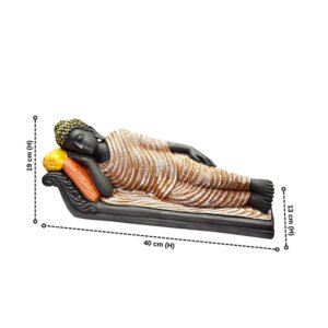 Sleeping Buddha Idol Showpiece for Home Decor (Brown & Black) Polyresin – 7.5 Inch - Image 3
