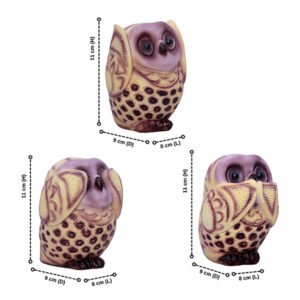 Three Wise Owls Statue Set | Hear No Evil, See No Evil, Speak No Evil | Decorative Polyresin Showpiece | 11 cm (H) - Image 2