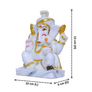 Lord Ganesha Idol Showpiece (White) Marble - 6 Inch - Image 2