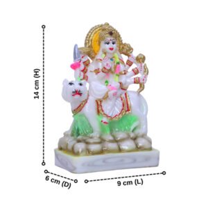 Goddess Maa Durga Idol Showpiece for Home Decor (Golden Foil) Marble – 6 Inch - Image 3