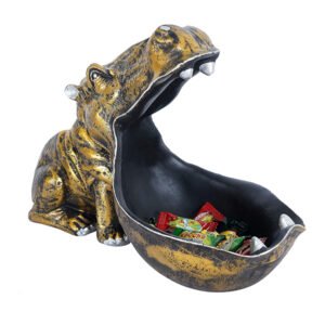 Gold Hippo Candy Dish – 8 Inch Decorative Bowl