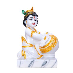 Bal Gopal Krishna with Butter Pot Idol | Polyresin Decorative Showpiece | 12 cm (L) x 8 cm (D) x 19 cm (H)