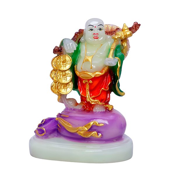 Radium Buddha with Gold Coins & Ruyi Staff (H-19cm)