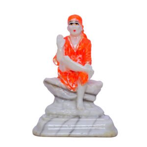 Sai Baba Idol – 9 cm (H) x 6 cm (L) x 5 cm (D) | Divine Resin Sai Baba Murti for Home & Office
