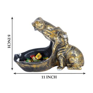 Gold Hippo Candy Dish – 8 Inch Decorative Bowl