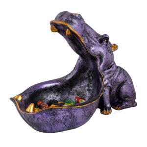 Purple Hippo Candy Bowl – 8 Inch Decorative Dish