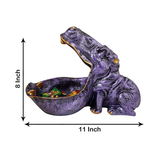Purple Hippo Candy Bowl – 8 Inch Decorative Dish
