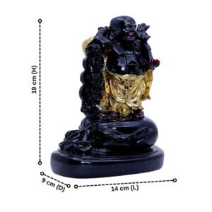 Black & Gold Laughing Buddha Statue – Feng Shui Wealth & Prosperity Idol (19cm)