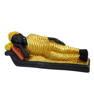 Sleeping Buddha Idol Showpiece for Home Decor (Golden & Black) Polyresin – 7.5 Inch - Image 2