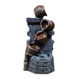 Water Fountain Showpiece for Home Decor (Grey & Brown) Polyresin – 22 Inch - Image 2