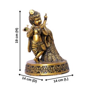 Antique Bal Krishna with Peacock Idol Showpiece (Antique Gold) Polyresin - 7.5 Inch - Image 3