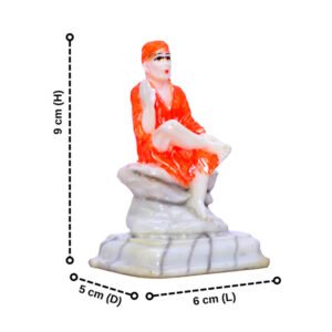Sai Baba Idol – 9 cm (H) x 6 cm (L) x 5 cm (D) | Divine Resin Sai Baba Murti for Home & Office
