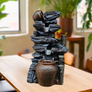 Water Fountain Showpiece for Home Decor (Grey & Brown) Polyresin – 24 Inch - Image 1