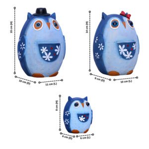 Handcrafted Owl Figurine Set – Decorative Showpiece With Three Different Sizes (Large: 15cm H x 11cm L x 10cm D, Medium: 14cm H x 10cm L x 9cm D, Small: 8cm H x 6cm L x 6cm D) - Image 3