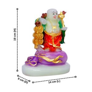 Radium Buddha with Gold Coins & Ruyi Staff (H-19cm)