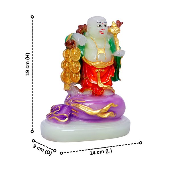 Radium Buddha with Gold Coins & Ruyi Staff (H-19cm)