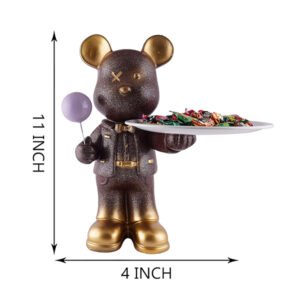 Brown Bear Candy Tray with Balloon – 11 Inch Tall - Image 3
