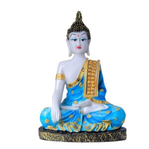 Hand Down Buddha Showpiece for Home Decor (Blue) Marble - 10.5 Inch - Image 2