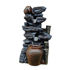 Water Fountain Showpiece for Home Decor (Grey & Brown) Polyresin – 24 Inch - Image 2